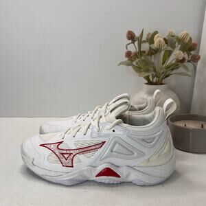 Mizuno Wave Momentum 3 Volleyball Court Sneakers White/Red Women 9.5 Light wear